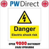 WS593 Danger Electric Shock Risk Sign with Triangle Lightning Arrow