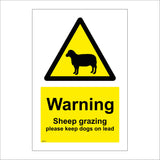 WS616 Warning Sheep Grazing Sign with Triangle Sheep