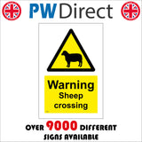 WS617 Warning Sheep Crossing Sign with Triangle Sheep