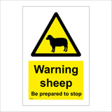 WS620 Warning Sheep Be Prepared To Stop Sign with Triangle Sheep