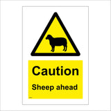 WS621 Caution Sheep Ahead Sign with Triangle Sheep