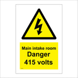 WS629 Main Intake Room Danger 415 Volts Sign with Triangle Lightning Arrow