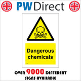 WS634 Dangerous Chemicals Sign with Triangle Skull Crossbones