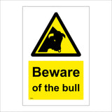 WS639 Beware Of The Bull Sign with Triangle Bull