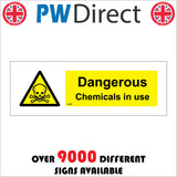 WS668 Dangerous Chemicals In Use Sign with Triangle Hands Test Tubes