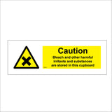 WS670 Caution Bleach And Harmful Irritants Sign with Triangle