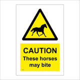 WS702 Caution These Horses May Bite Sign with Triangle Horse