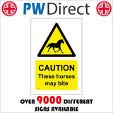 WS702 Caution These Horses May Bite Sign with Triangle Horse