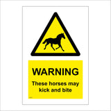 WS704 Warning These Horses May Kick And Bite Sign with Triangle Horse