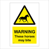 WS705 Warning These Horses May Bite Sign with Triangle Horse