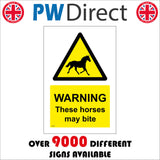 WS705 Warning These Horses May Bite Sign with Triangle Horse