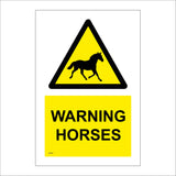 WS707 Warning Horses Sign with Triangle Horse
