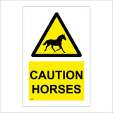 WS708 Caution Horses Sign with Triangle Horse