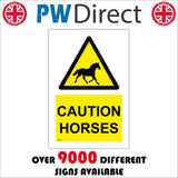 WS708 Caution Horses Sign with Triangle Horse