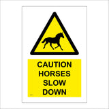 WS710 Caution Horses Slow Down Sign with Triangle Horse