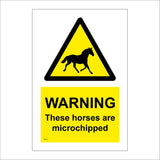 WS713 Warning These Horses Are Microchipped Sign with Triangle Horse