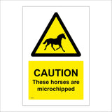 WS714 Caution These Horses Are Microchipped Sign with Triangle Horse