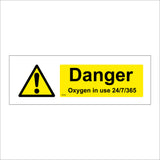 WS736 Danger Oxygen In Use 24/7/365 Sign with Triangle Exclamation Mark