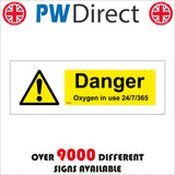WS736 Danger Oxygen In Use 24/7/365 Sign with Triangle Exclamation Mark
