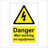 WS752 Danger Men Working On Equipment Sign with Triangle Electric Symbol