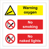 WS758 Warning Oxygen No Smoking No Naked Lights Sign with Triangle Canister Circle Cigarette Circle Match