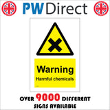 WS786 Warning Harmful Chemicals Sign with Triangle Cross