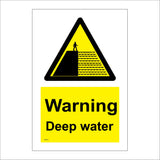 WS791 Warning Deep Water Sign with Triangle Man Water Cliff