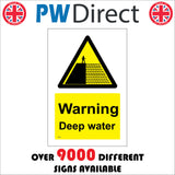 WS791 Warning Deep Water Sign with Triangle Man Water Cliff