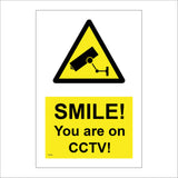 WS796 Smile You Are On Cctv Sign with Triangle Camera