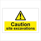 WS813 Caution Site Excavations Sign with Triangle Exclamation Mark