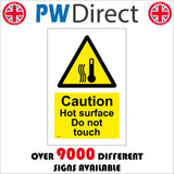 WS828 Caution Hot Surface Do Not Touch Sign with Triangle Thermometer 3 Squiggly Lines