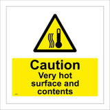WS829 Caution Very Hot Surface And Contents Sign with Triangle Thermometer 3 Squiggly Lines