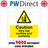 WS829 Caution Very Hot Surface And Contents Sign with Triangle Thermometer 3 Squiggly Lines