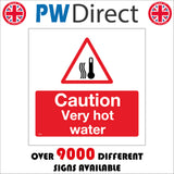 WS855 Caution Very Hot Water Sign with Triangle Thermometer 3 Squiggly Lines