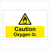 WS863 Caution Oxygen 02 Sign with Triangle Circle Flames