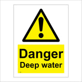 WS875 Danger Deep Water Sign with Triangle Exclamation Mark