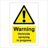 WS890 Warning Herbicide Spraying In Progress Sign with Triangle Exclamation Mark