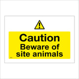 WS923 Caution Beware Of Site Animals Sign with Triangle Exclamation Mark