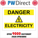 WS964 Danger Electricity Sign with Triangle Lightning Bolt