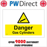 WS969 Danger Gas Cylinders Sign with Triangle Cannister