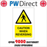 WT029 Caution When Reversing Sign with Triangle Person