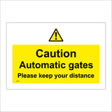 WT045 Caution Automatic Gates Sign with Triangle Exclamation Mark