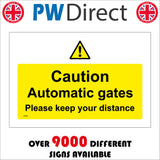 WT045 Caution Automatic Gates Sign with Triangle Exclamation Mark