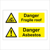 WT065 Danger Fragile Roof Asbestos Sign with 2 Triangles Exclamation Mark Person Roof