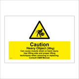 WT073 Caution Heavy Object 38kg Muscle Back Injury Lifting Aids Sign with Triangle Person Box