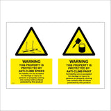 WT077 Warning Property Protected By Anti Climb Spikes Paint Sign with 2 Triangles Paint Pot Brush Spikes