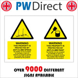 WT077 Warning Property Protected By Anti Climb Spikes Paint Sign with 2 Triangles Paint Pot Brush Spikes