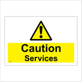 WT081 Caution Services Sign with Triangle Exclamation Mark