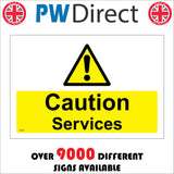 WT081 Caution Services Sign with Triangle Exclamation Mark