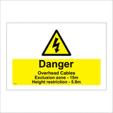 WT107 Danger Overhead Cables Exclusion Zone Height